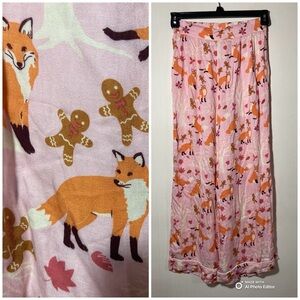 Kate Mabon X Monoprix Pajama Bottoms Fox & Gingerbread Men Rose Size Small